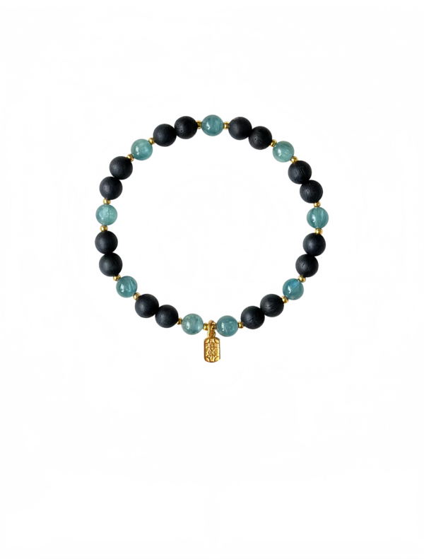 Streamside Serenity Aloeswood & Blue Green Quartz Bracelet