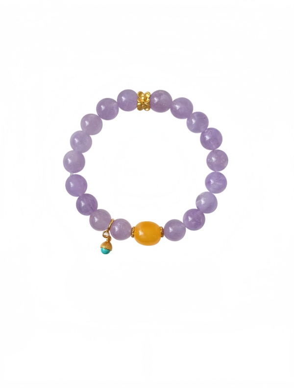 Jade Night Purple Lithium & Amber Bracelet