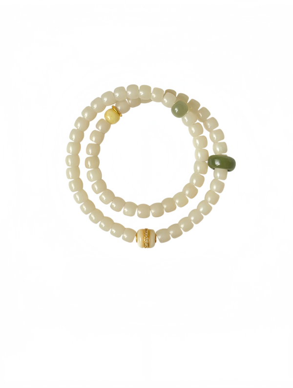 White Moon Serenity Hetian Jade & Honey Amber Bracelet
