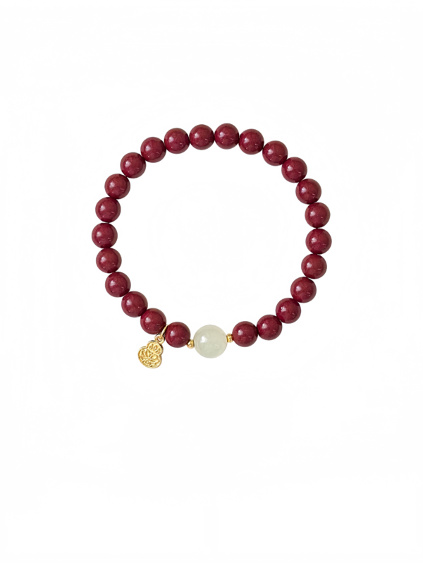 Peaceful Serenity Hetian Jade & Vermilion Bracelet