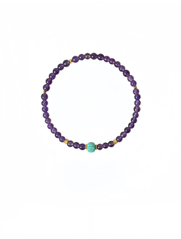Gentle Twilight Amethyst & Green Turquoise Bracelet