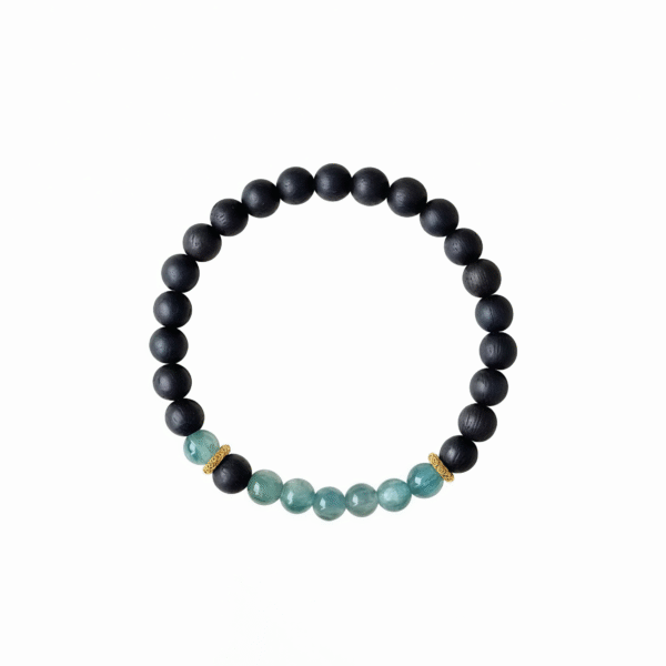 Flowing Serenity Blue-Green Crystal & Sinking Agarwood Bracelet