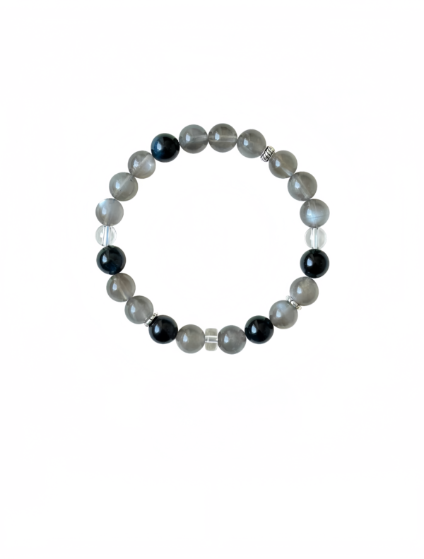 Radiant Moon｜Gray Moonstone & Blue Tiger Eye Bracelet