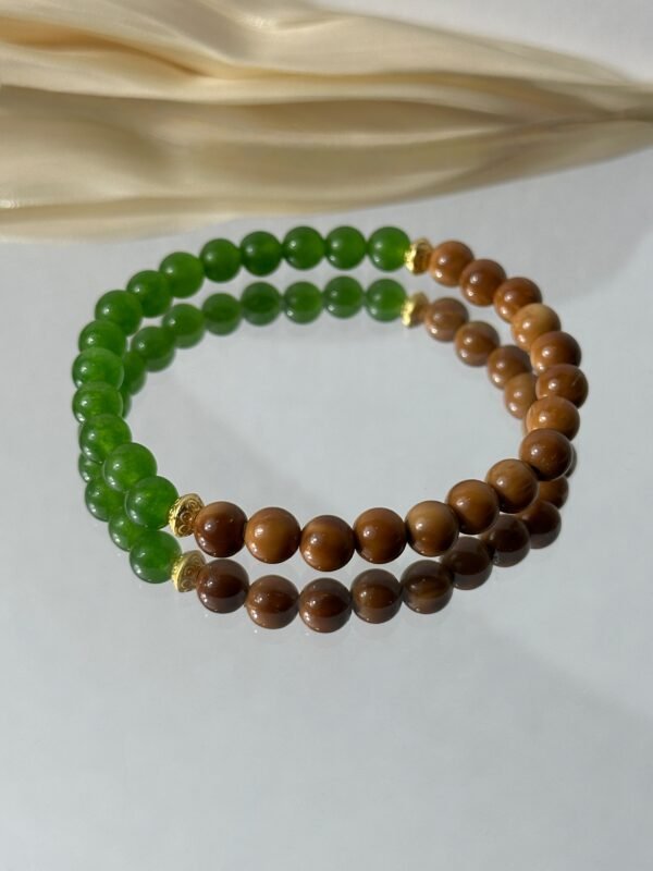 Serene Wisdom|Jade-Infused Rosewood & Jasper Long Strand Bracelet for Grounding, Calm & Spiritual Energy