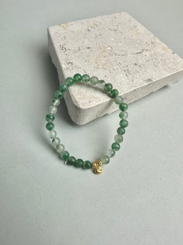 Golden Treasure｜African Green Jasper & Gold Ingot Bracelet for Financial Stability, Growth & Earth Energy Protection