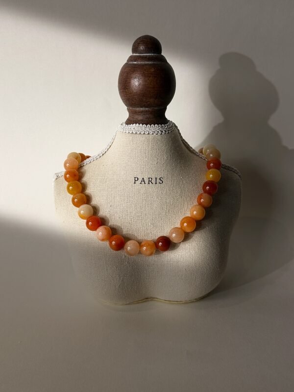 Natural Xinjiang Golden Silk Jade Necklace, 12mm, Quartzite Jade, Unique Color, Smooth Texture